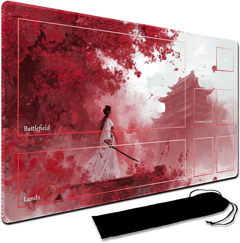 MTG Playmat,With Storage black Bag Szie 60 x 35CM , With Zone MTG playmat Stitched Edges Game Play Mat Trading Card Game Playmats Mouse Pad Smooth Rubber Surface TCG Game Mat (With Zone,13)