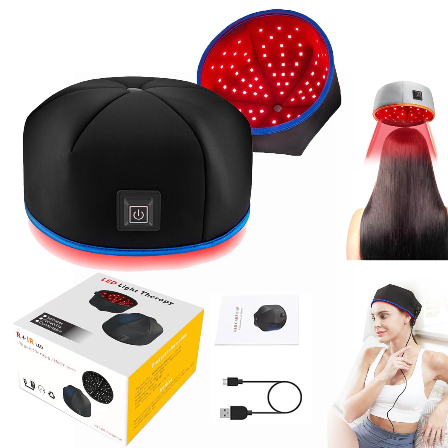 Casque de luminothérapie pour cheveux fins et perte de densité