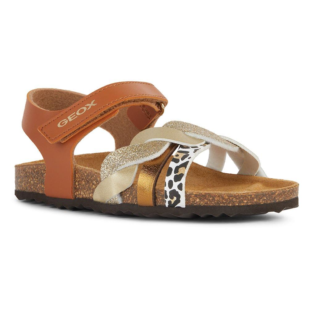 Geox Girls J Adriel Girl B Sandals, Cognac Platinum, 11 UK