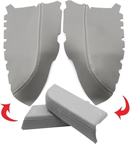 Miniatura 2 de GXARTS 2 fundas de cuero para reposabrazos de puerta delantera, compatibles con Honda Pilot 2009 2010 2011 2012 2013 2014 2015 gris