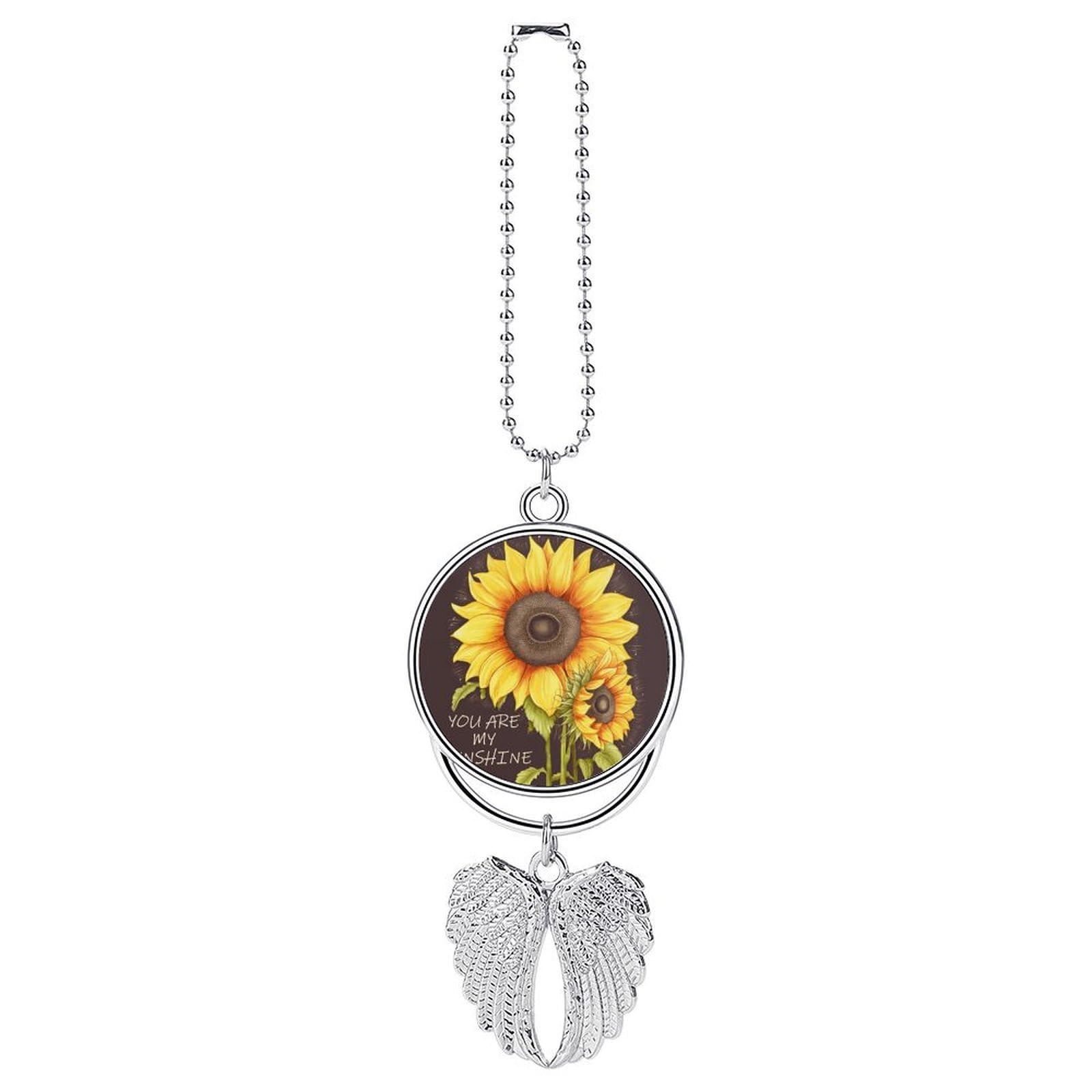 You are My Sunshine Sunflower Car Pendant Hanging Swing Auto Rear View Mirror Hanging Car Rear View Mirror Charm Truck Hanger Ornament Charm for Car Rear View Mirrors Accessories