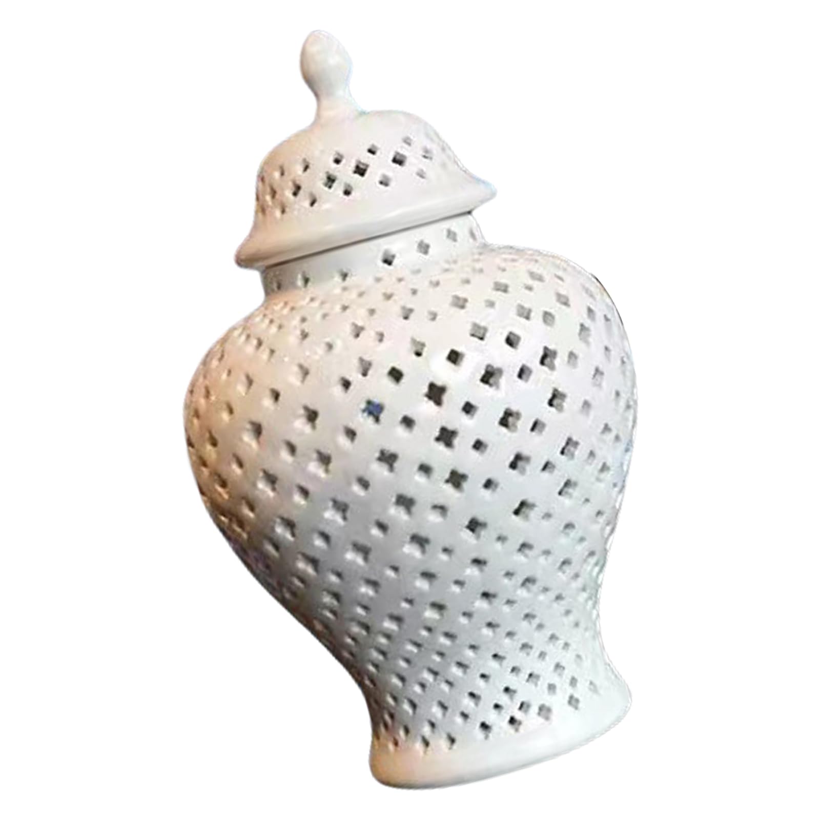 Buxuaaaa Cutout Lattice Ceramics Temple Jar Porcelain Storage Vases for Home Decors Elegant Gingers Jar with Lid Floral Container Home Decoration