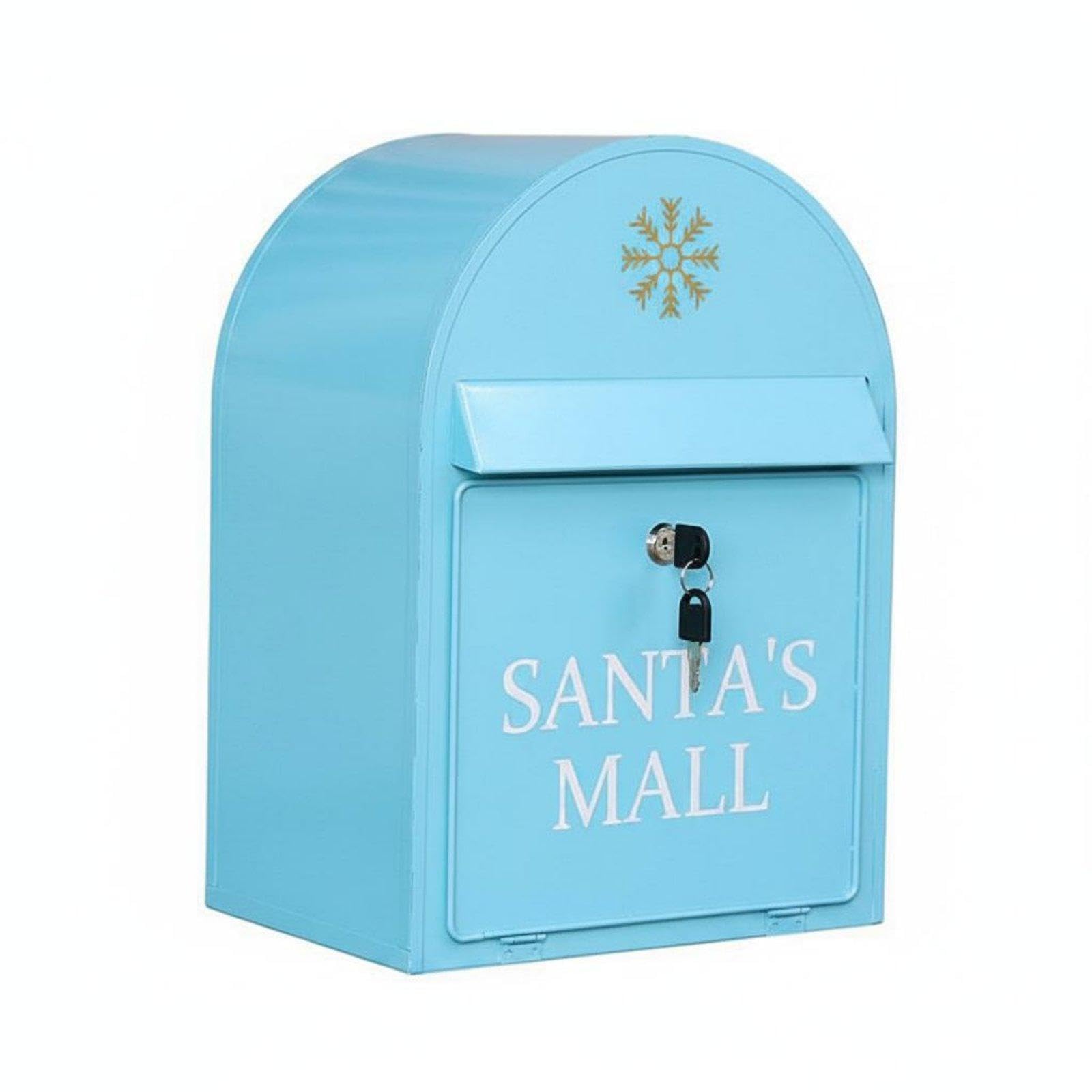 Vintage Metal Mailbox Display Wall-Mounted Mailbox Lockable Lid Decorative Post Box for Event Decoration, Photo Prop Light Blue-image-3