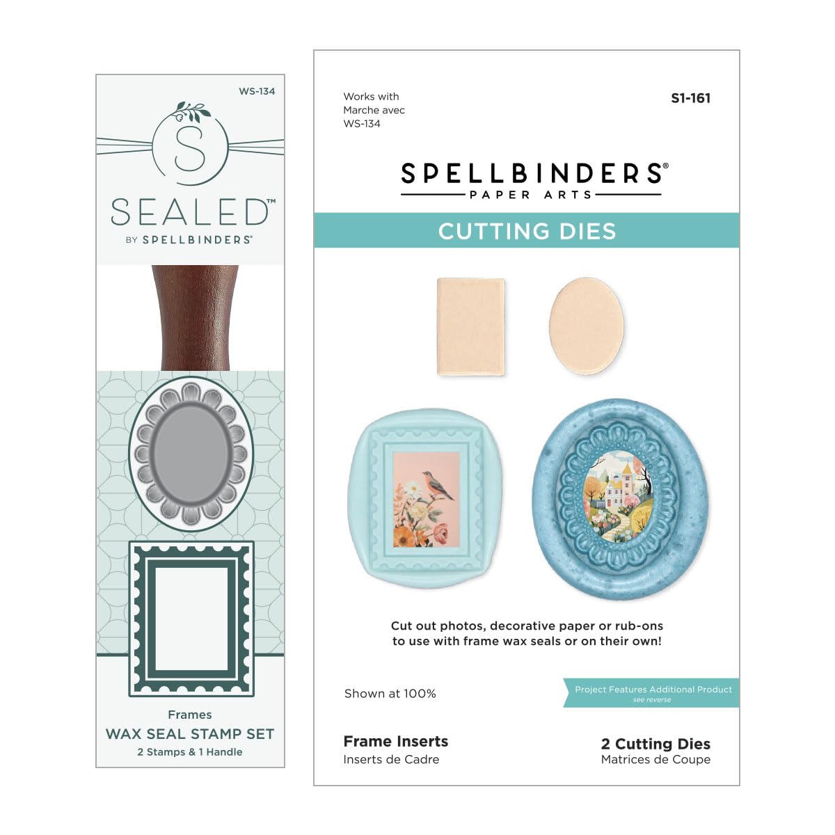 2 Pack Frames Wax Seal Stamps & Dies Bundle from The Holiday Magic Collection, Wood
