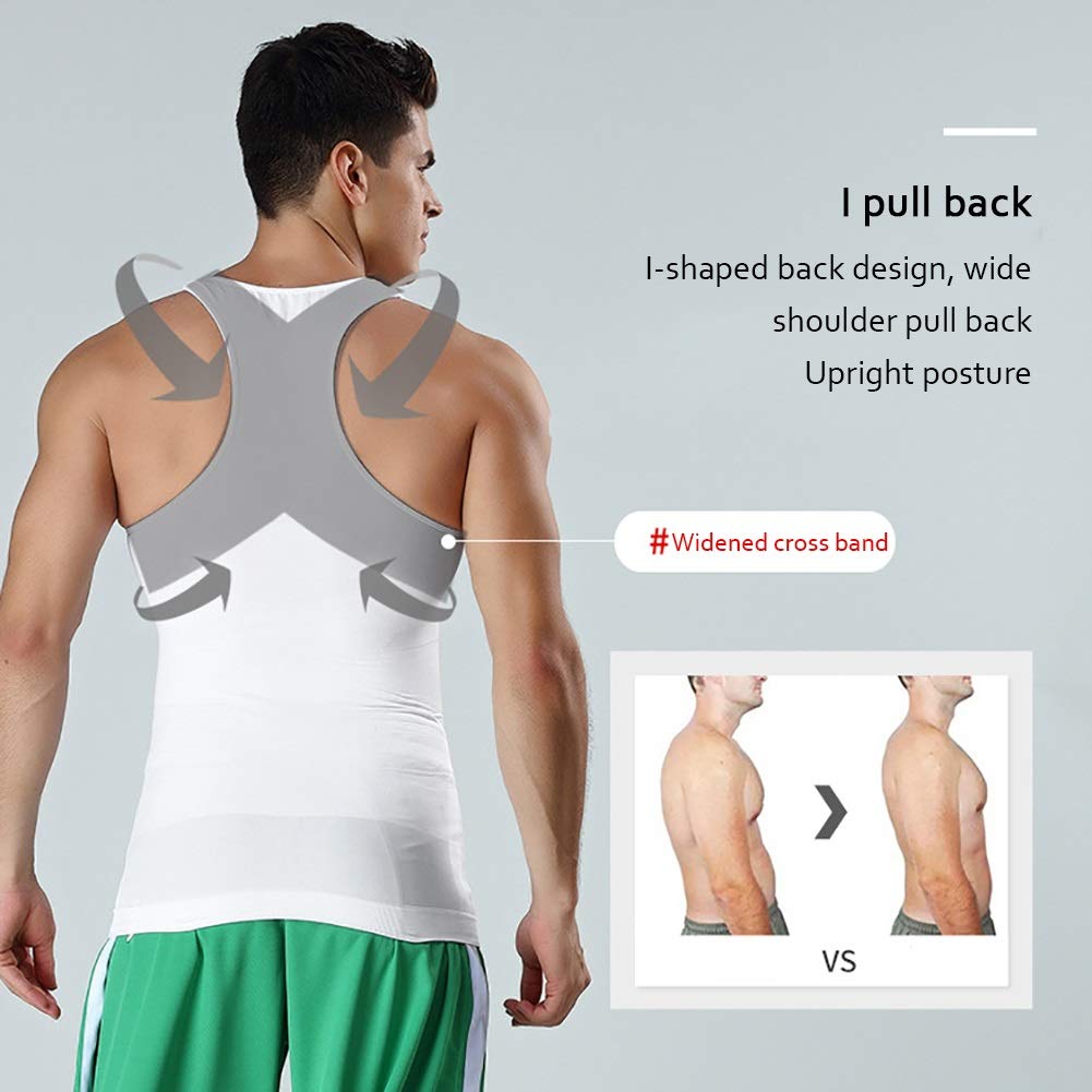 Mannen Compressie Topjes Hesje Naar Zich Verstoppen Gynaecomastie Moobs Borst Afslanken Body Shaper Buik Plat Maken Shapewear (Color : Black, Size : M