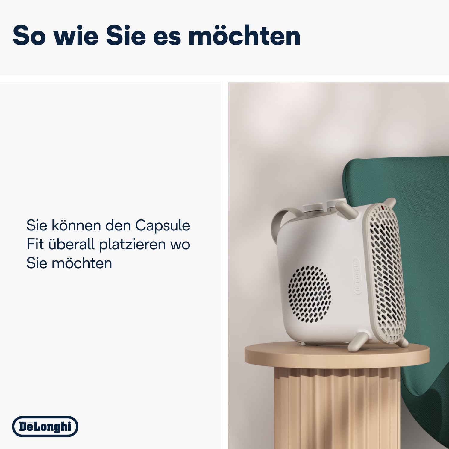 Heizlüfter - Delonghi - Metall - 2000 W max - Vertikale und horizontale Position - Leise (43 dB)