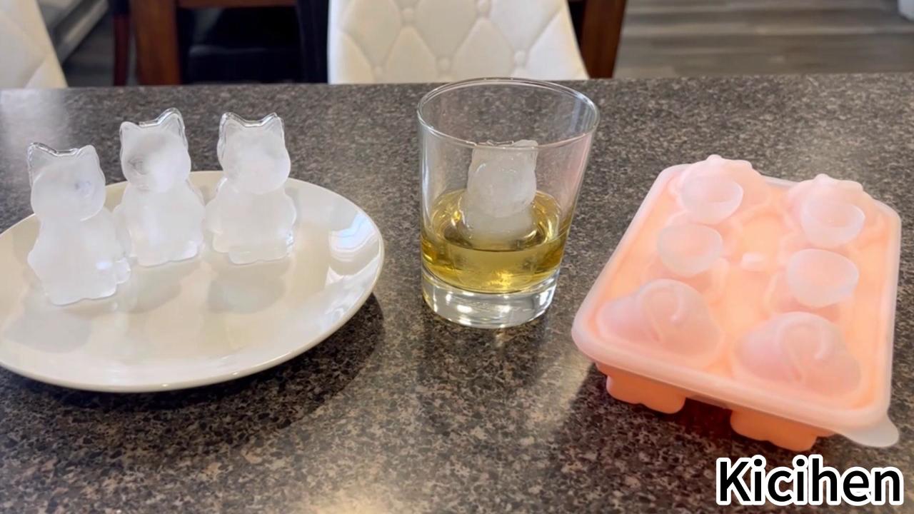 Molde de silicona para cubitos con forma de gato 3D miniatura 7