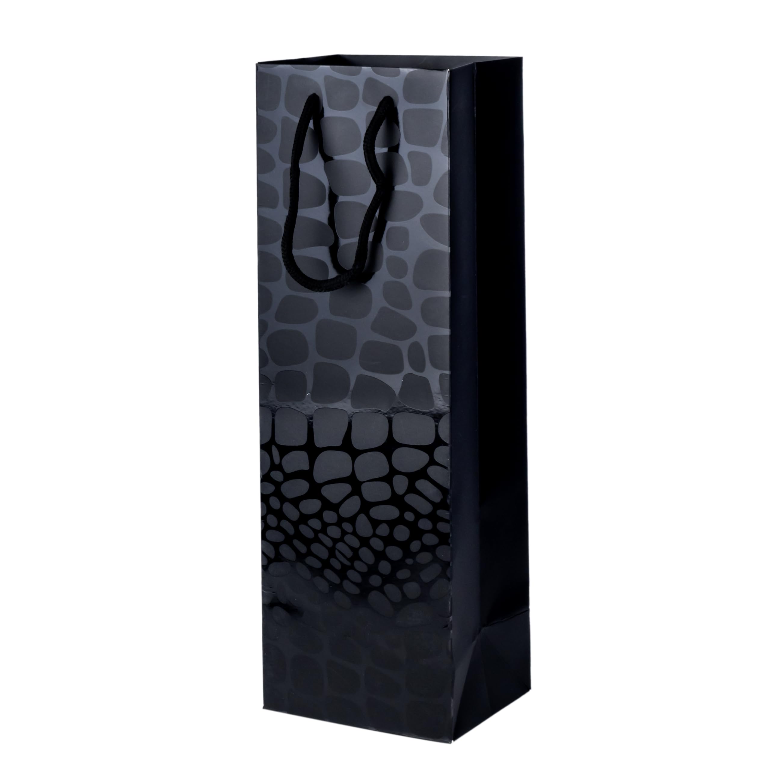 Wine Bag, 1 pc Wine Gift Paper Bag Single Bottle Wine Gift Bag Red Wine Tote Bag, 4.7 x 3.9 x 14.2’’ Wine Gift Bag Kraft Paper Wine Bag with Handles Black