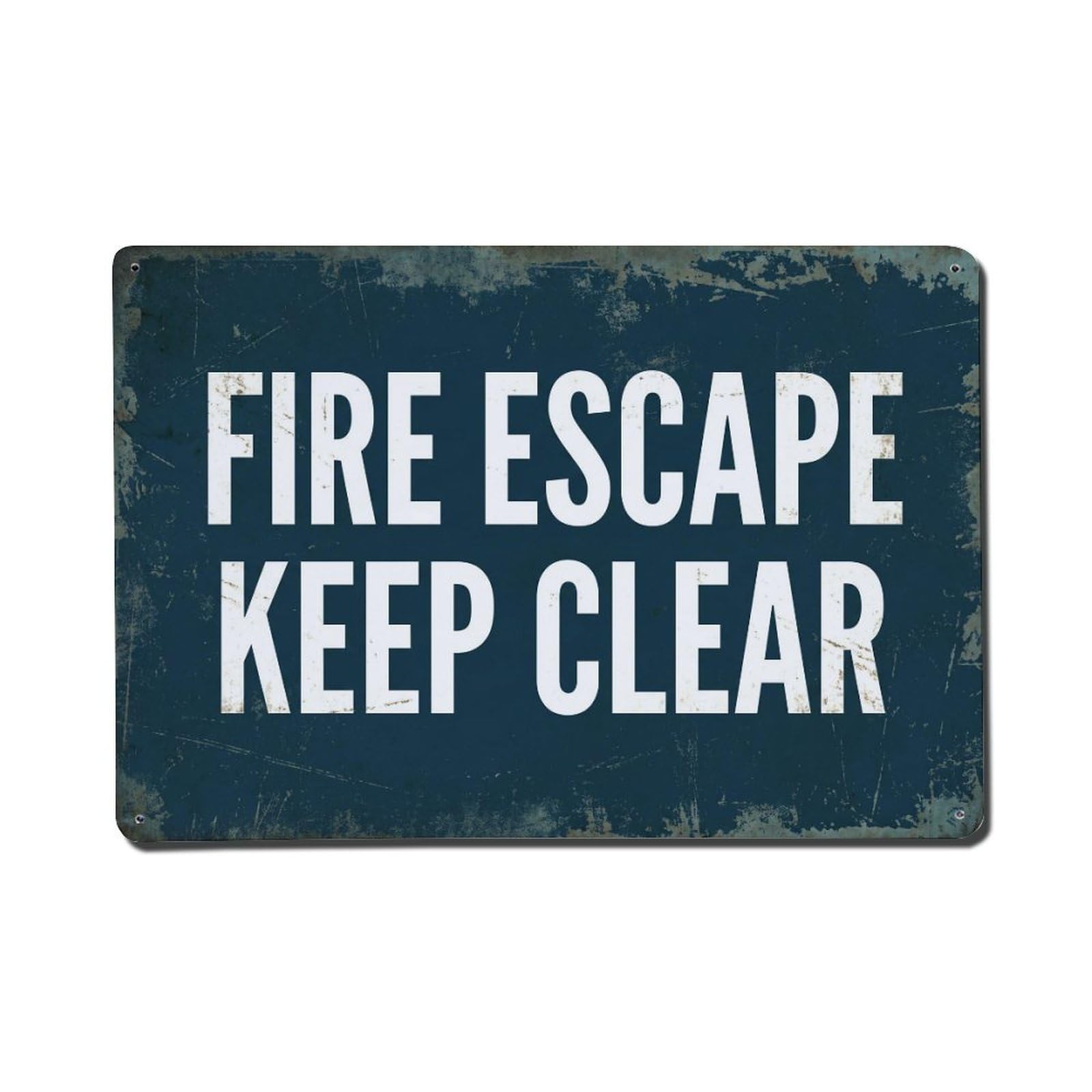 Vintage Fire Escape Keep Clear Metal Tin Sign