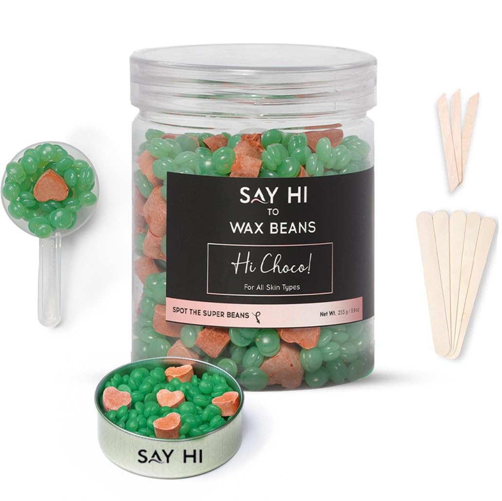 Say Hi to Brazilian Hard Wax Beans 253 grams for Stripless, Painless Hair Removal | Boosted by Super Beans | With No-Share Waxing Kit | For Normal,Sensitive Skin Types (Hi Choco!) (B0D6GFDDDL) Amazon Price History, Amazon Price Tracker