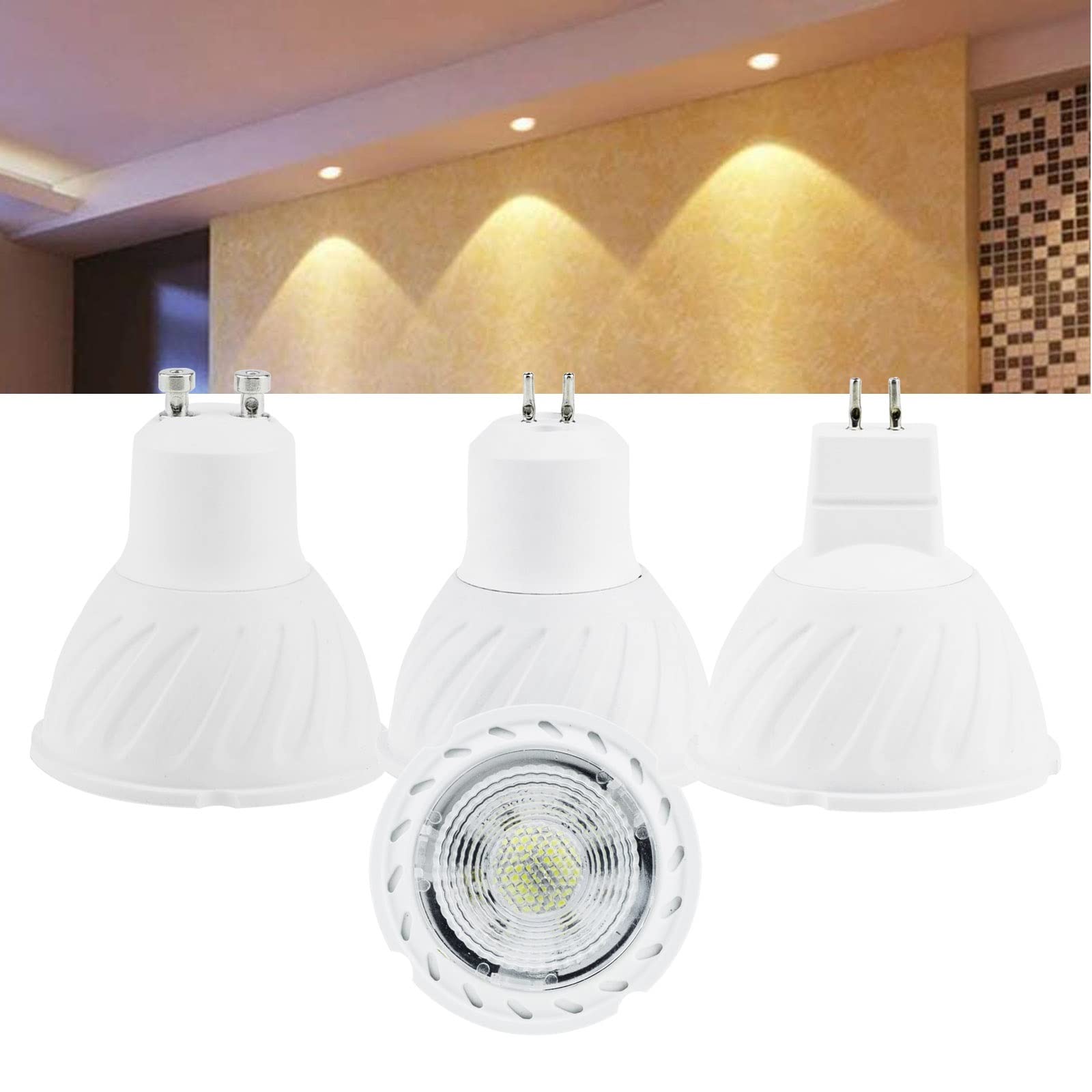 Jiaxu Lighting 10 Uds. Foco LED Regulable GU10 MR16 7W GU5.3 lámpara LED COB 220V lámpara de Bombilla Blanca fría/cálida for iluminación de Oficina en casa Bombillas para el hogar (Color : Cold White