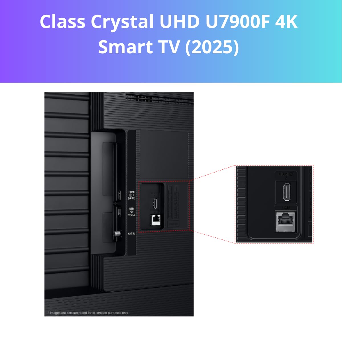 Samsung 50" Class Crystal UHD U7900F (2025) 4K Smart TV HDR 10+ Motion Xcelerator Bluetooth Bixby, Alexa, Google Assistant with Wall Mount(Renewed)