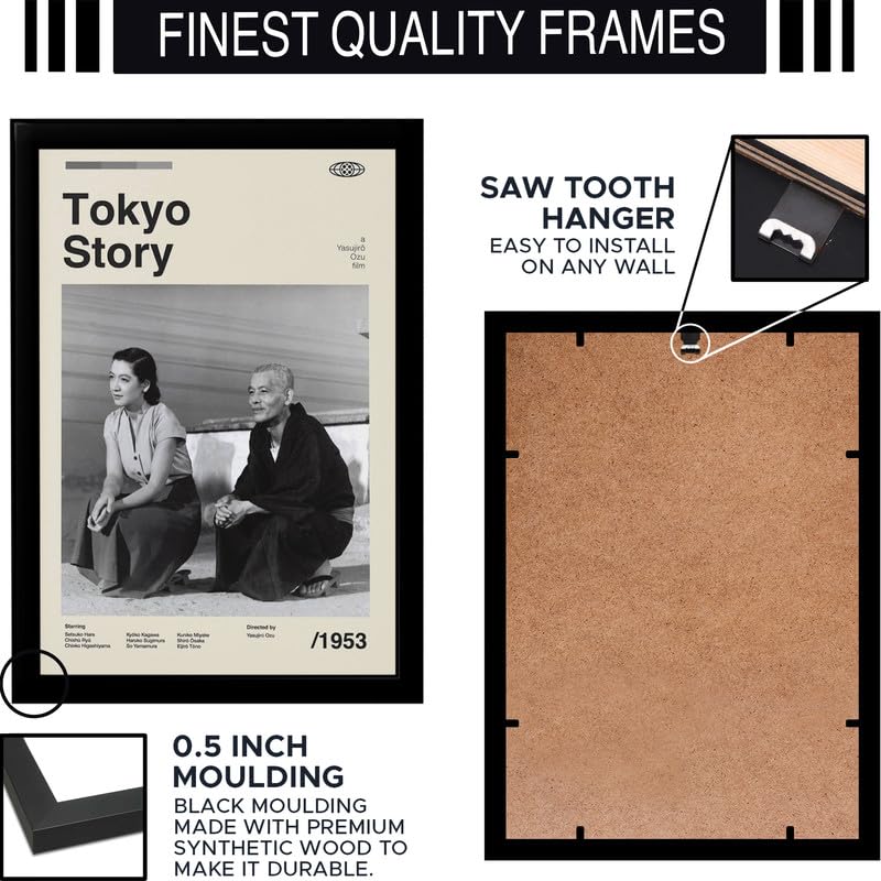 Image of BLINKART Tokyo Story Movie Poster Frame 8x12 Inch | Premium 300 GSM Paper Wall Print | Mid Century Vintage Film Artwork for Home, Bedroom, Living Room, Office | Framed Photo Decor