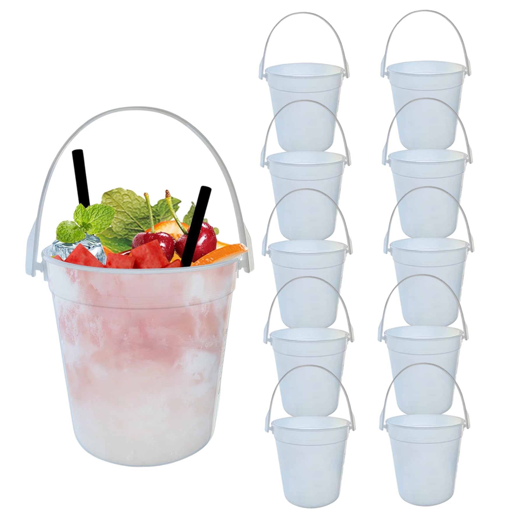 Secchiello per il ghiaccio per feste Secchielli per rum da cocktail riutilizzabili in plastica 10 pezzi Secchielli per vino, birra, 1 litro.
