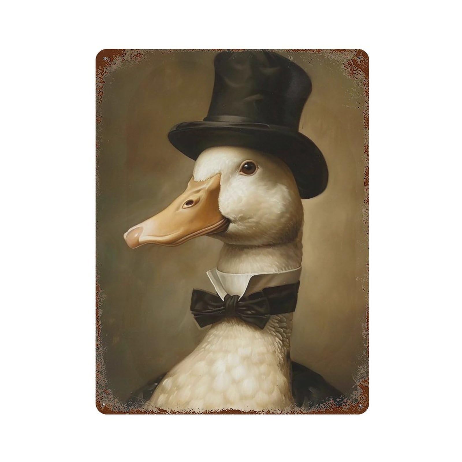 YHGERTKU Gentleman Duck 04 Wall Retro Iron Vintage Art Metal Tin Sign Poster Modern Decor for Living Rooms 40x30cm