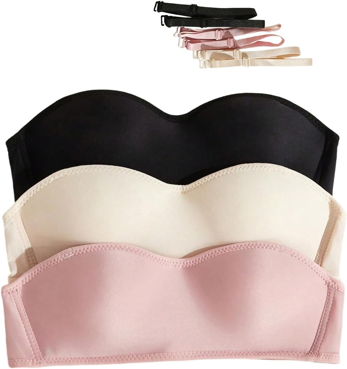 OYOANGLE Girl's 3 Pack Strapless Bandeau Bra Lightweight Padded Seamless Training Bras