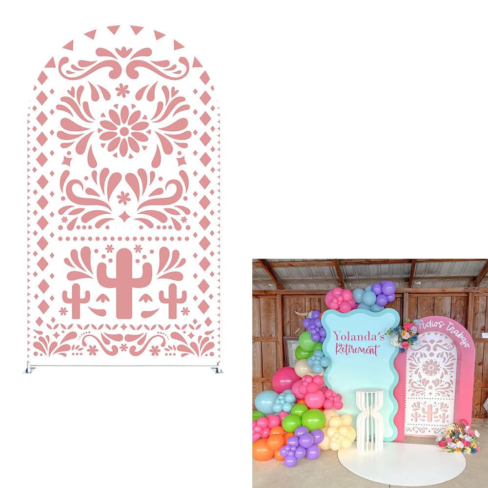 Arch Backdrop Cover Pink Mexican Fiesta Party Decorations Arch Stand Spandex Cover Girls Bloom Birthday Parties Wedding Baptism Baby Shower Decors (
