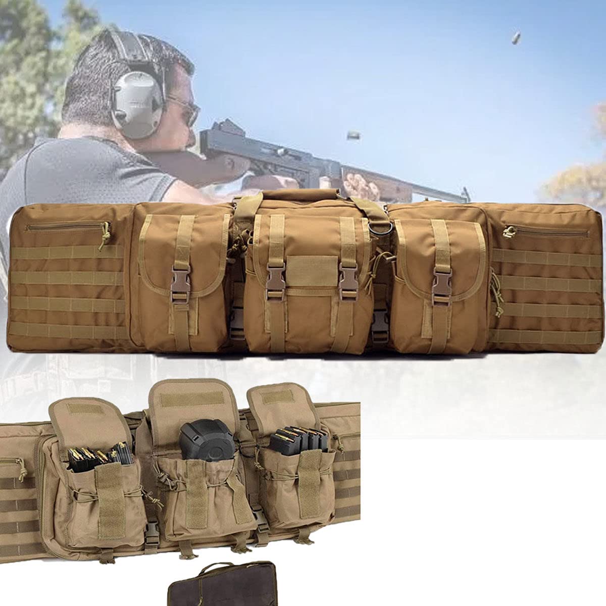 Rifle Cases Gun Bag, Portable Rifle Soft Case, Mochila de Caza Impermeable, para el hogar, automóvil, Camping, Senderismo, Deportes, Trabajo, Supervivencia y Viajes,Brown-36in