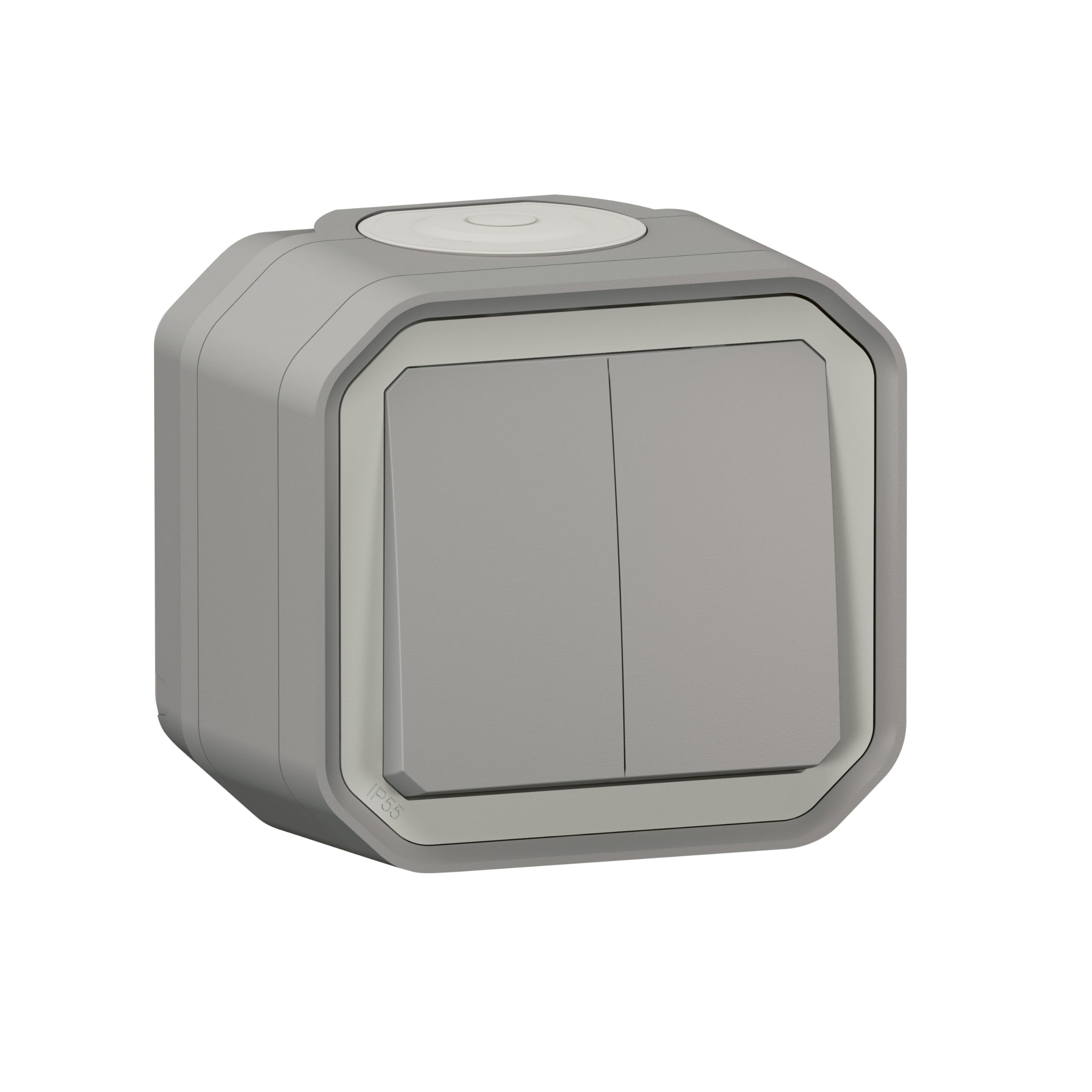 Legrand Plexo Waterproof Double On/Off Switch 3 Functions Grey 10A 250~ IP55 IK08 Delivered Complete for Surfacing