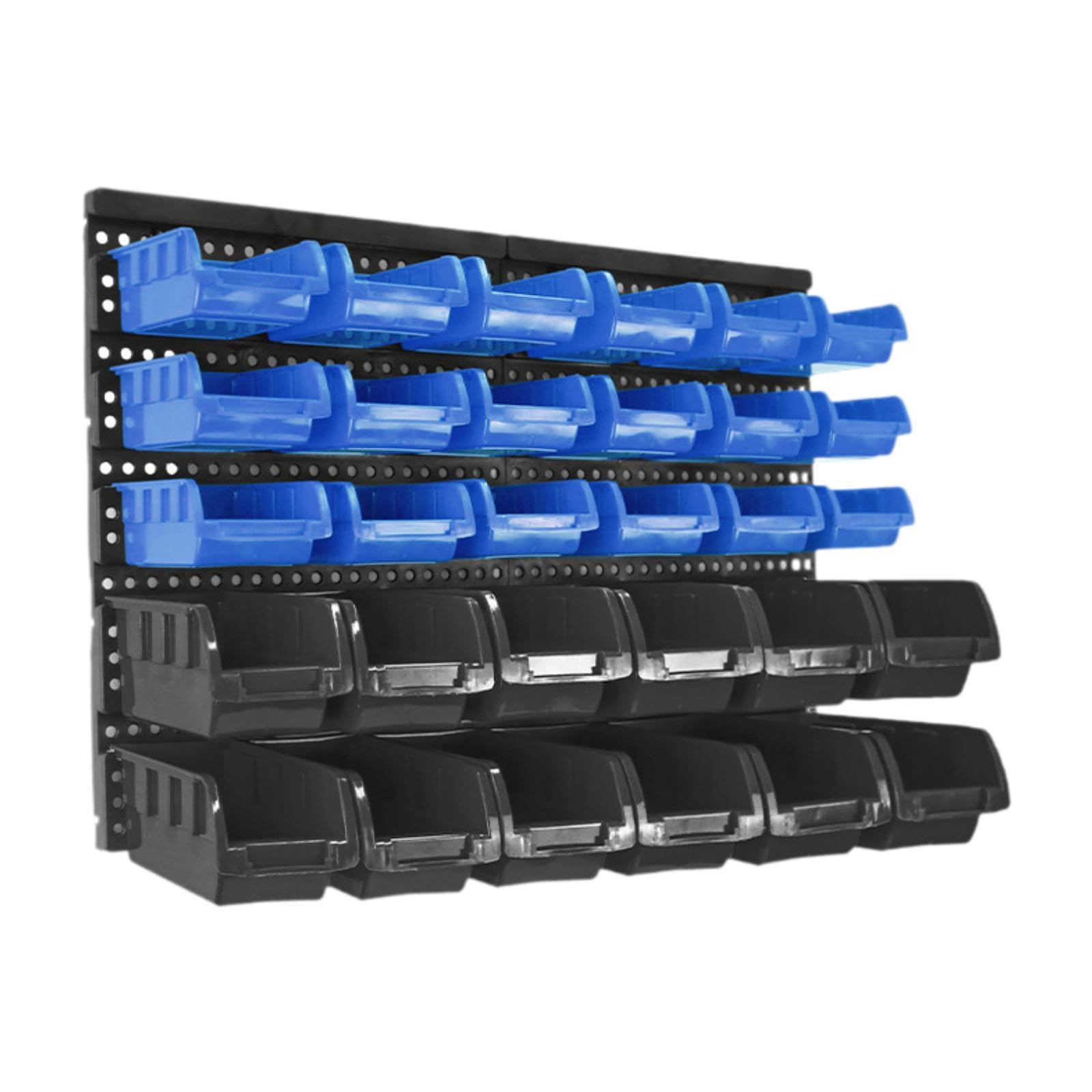 30 Contenitori per Riporre Oggetti con Pannello Forato, Facile Accesso, Grande Capacità, Contenitore Fai Da Te, Scaffale per Componenti, Dadi, Blu Nero