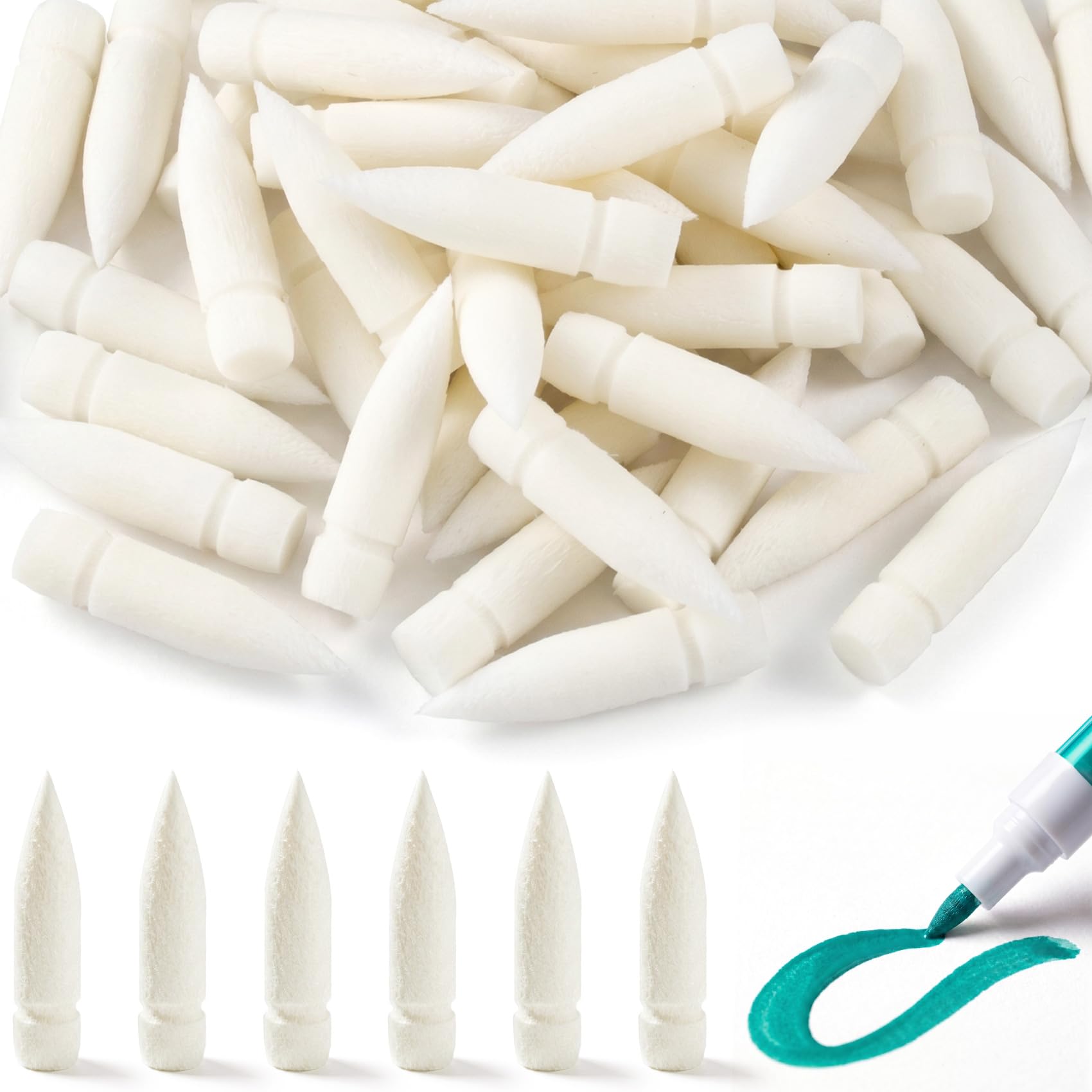 50 PCS Practical Marker Pen Tips, 0.63"×0.16", White