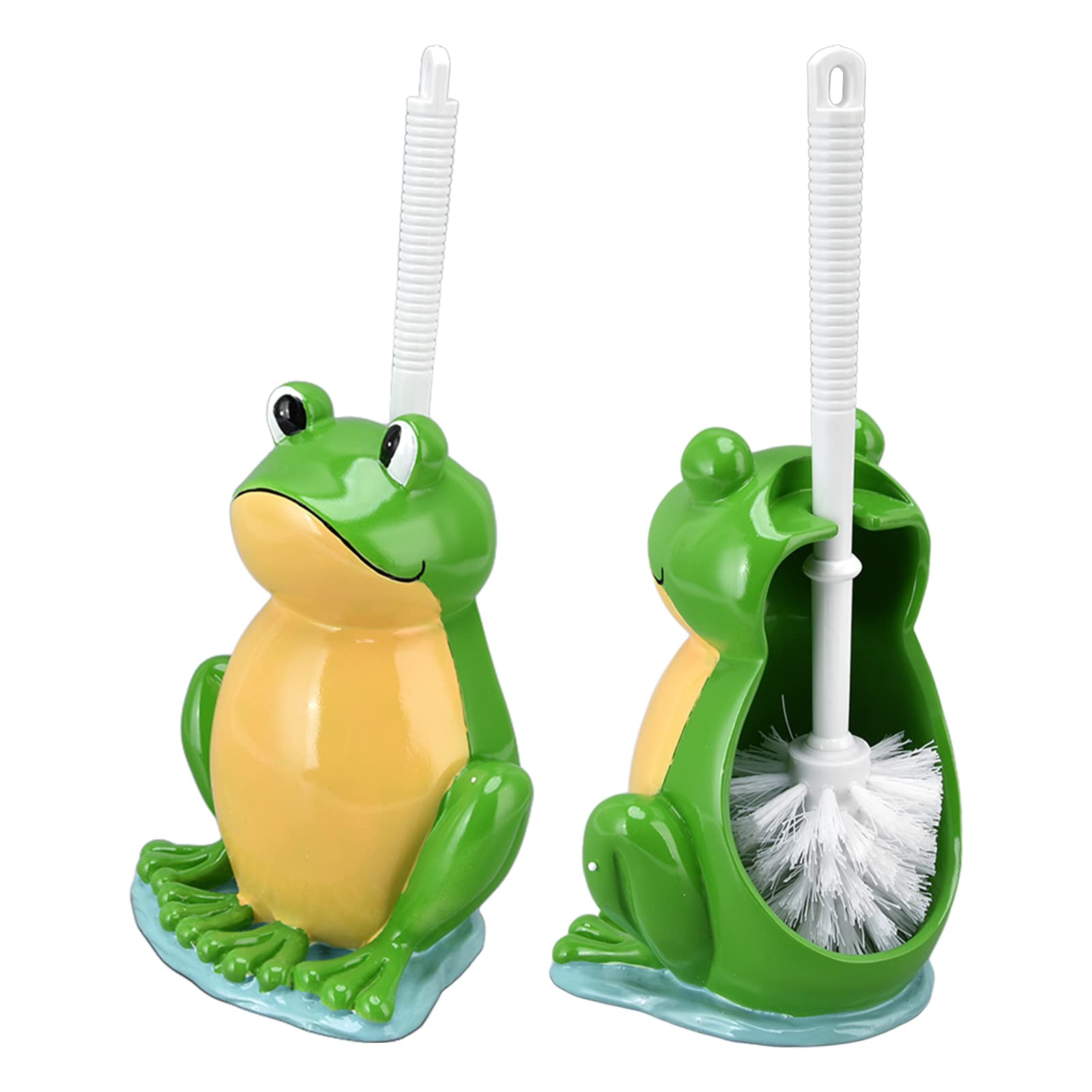 Scopino per WC a forma di rana Scopino creativo per la pulizia del bagno con supporto Ciotola Set scopino per WC in piedi Pulizia efficiente Manico ergonomico Setole flessibili