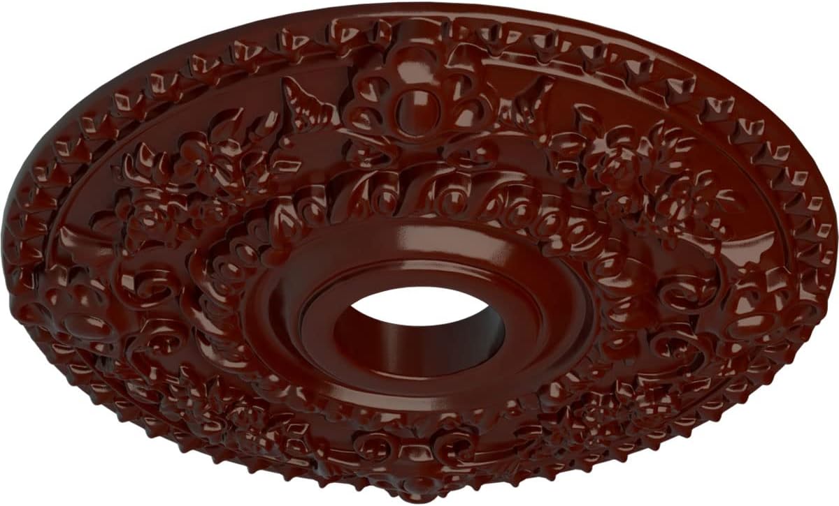Ekena Millwork CM18ROBMF Rose Ceiling Medallion, Brushed Mahogany