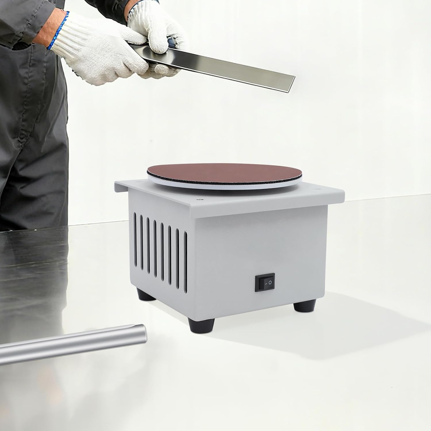 6 Inch Benchtop Disc Sander with 20 Replaceable Sandpapers and Sturdy Feet, Stepless Speed Control, Sanding Disc Machine for Woodworking, Model Making, Plastic Sanding, 6000 RPM
