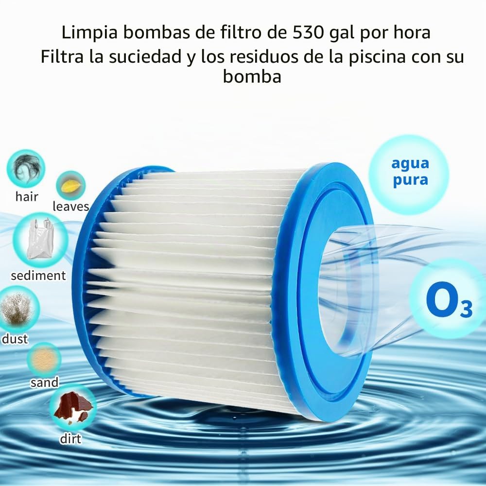 Cartuchos de filtro para Bestway tipo VII y D, compatibles con cartuchos de filtro Intex tipo D, 6 unidades