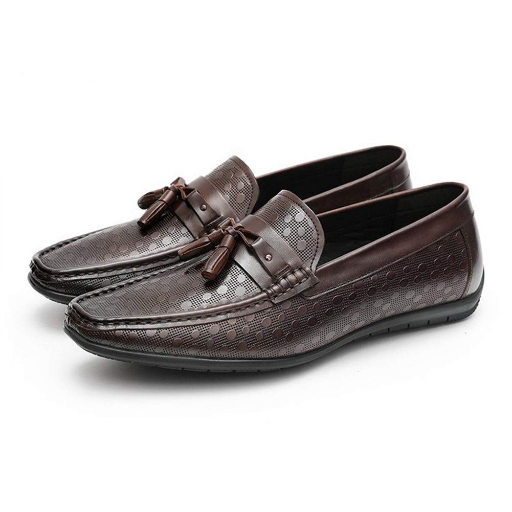Rui Landed Mokasyny do jazdy dla mężczyzn buty do łodzi wsuwane premium prawdziwa skóra wytłoczony wzór miękkie płaskie płytkie frędzle oddychająca wyściełana podeszwa z wypustkami