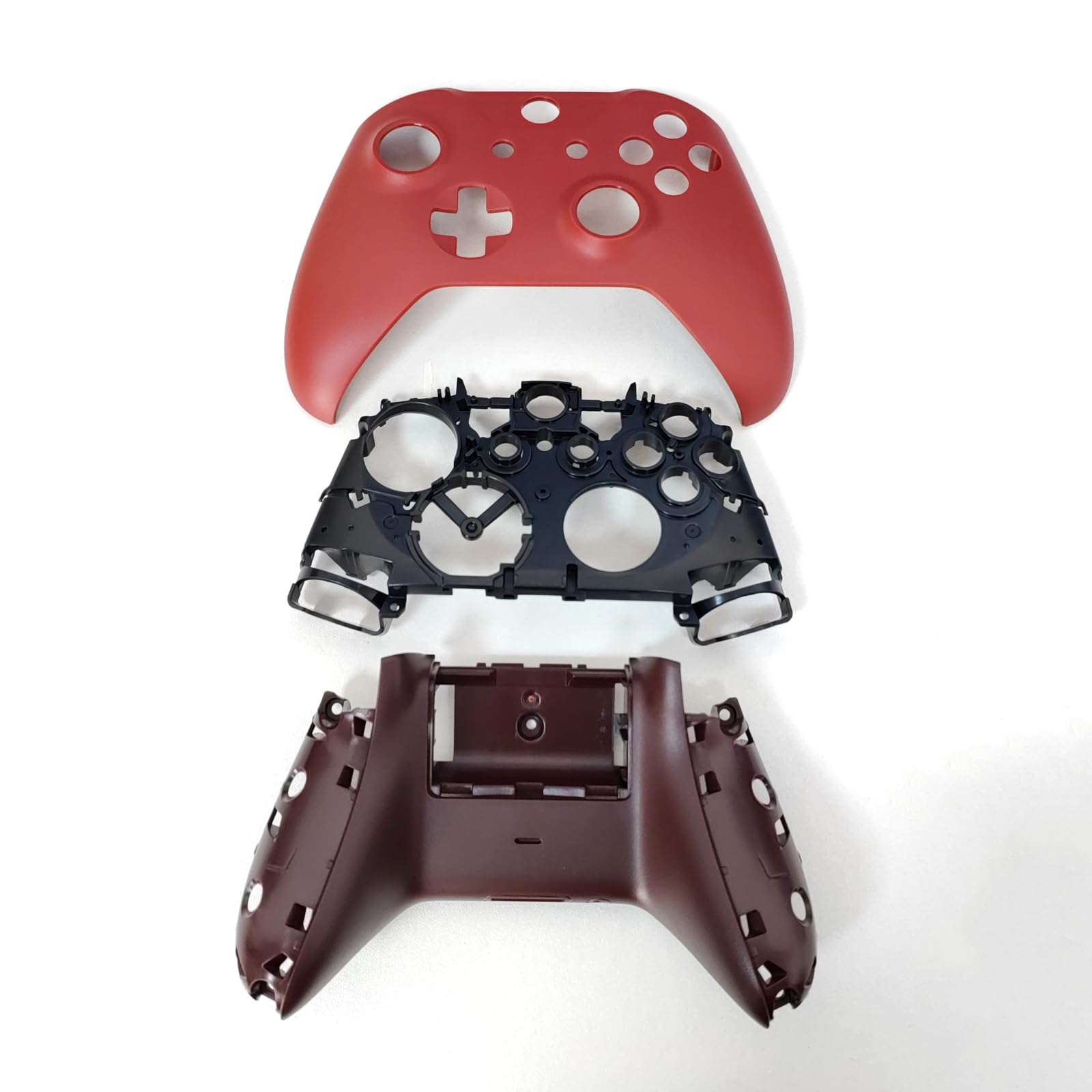 Hzxkqmil Kit de Carcasa Completa de Repuesto para Xbox One S/X Controller (Modelo 1708), Estuche de Bricolaje Cubierta Frontal Placas Traseras Rieles Laterales Botones Accesorios, Rojo