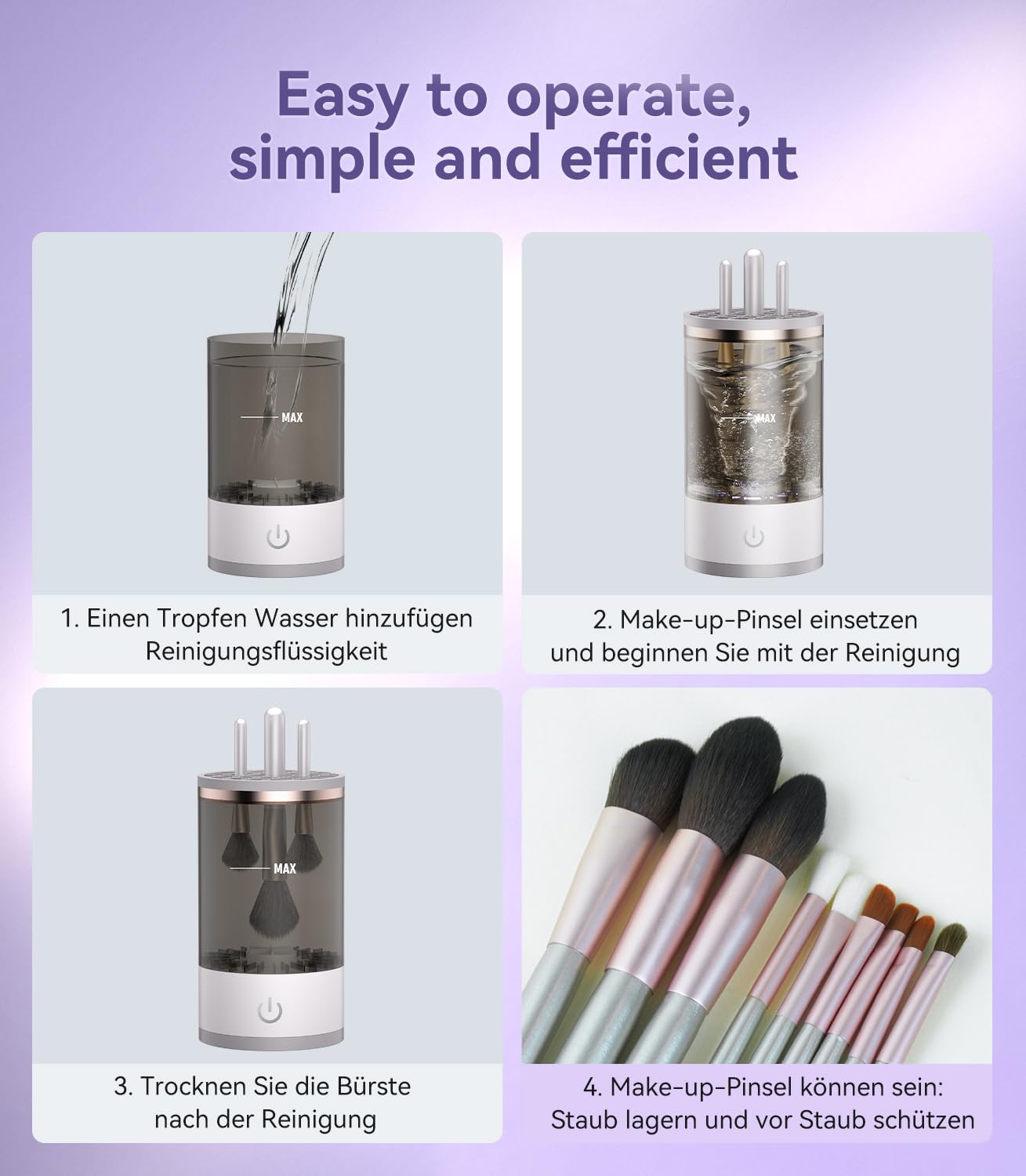 Pinselreiniger Make Up Elektrisch【Stärkste Reinigungsleistung - Medizinische UV-Lampe+7000RPM】Makeup Brush Cleaner【Perfektes Design - Kompatibel mit Allen Bürsten】Exklusiv Make-Up-Fans Grau