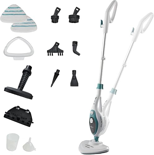 Ariete 4164 Steam Mop 10in1, Scopa Lavapavimenti a Vapore, 1500 W, Capacità 350 L, Vapore Immediato, Autonomia, Testa Snodabile, Bianco/Azzurro