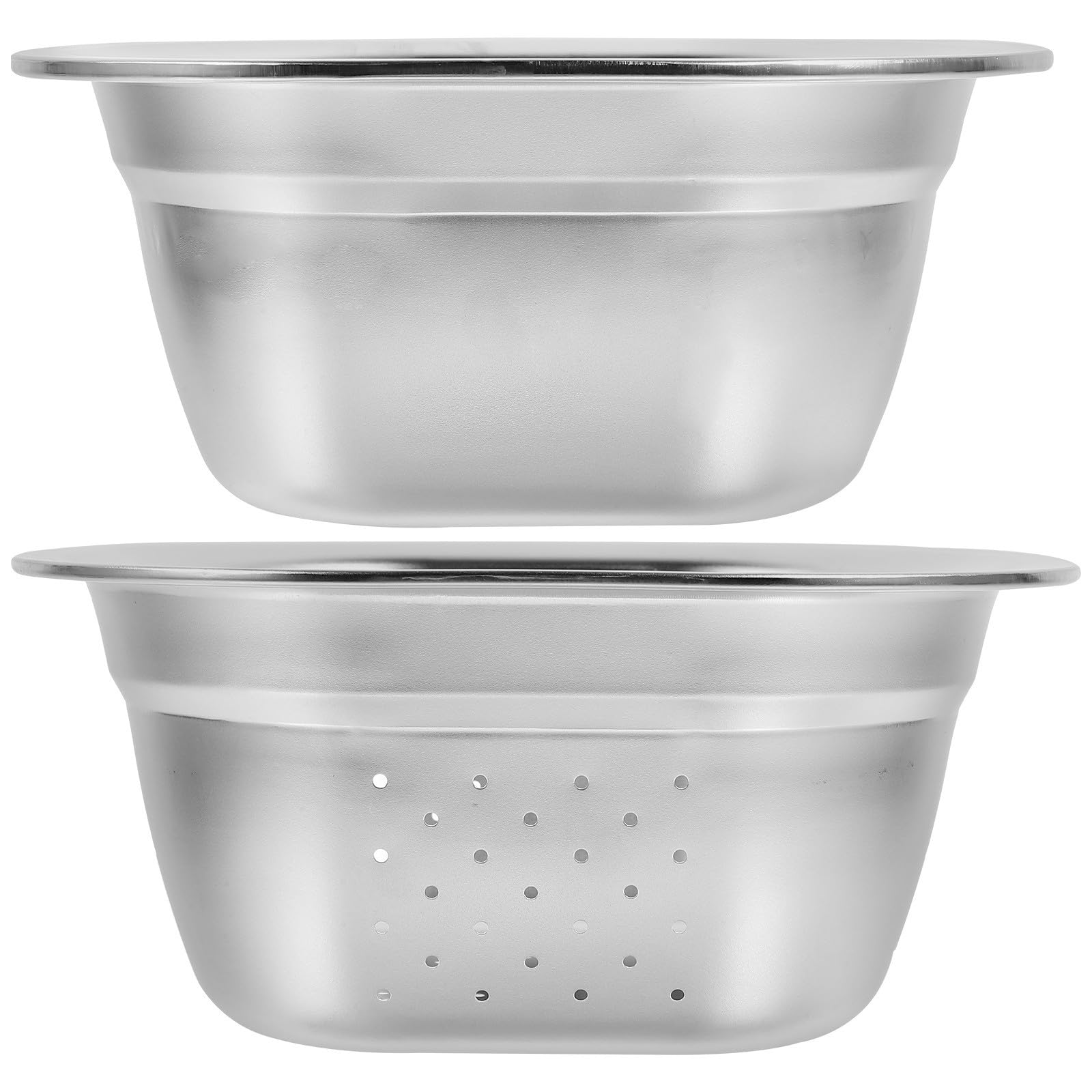 Colador de Cocina de Acero Inoxidable 21cm para Alimentos y Frutas | Juego de 2 Piezas, Color Plata, Cesta de Malla, Limpieza de Verduras, para Casa Nueva