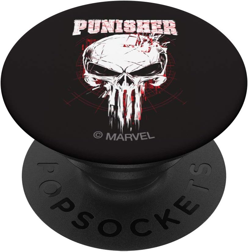 Marvel Punisher Black Out Skull PopSockets PopGrip Interchangeable - Support Téléphone Officiel