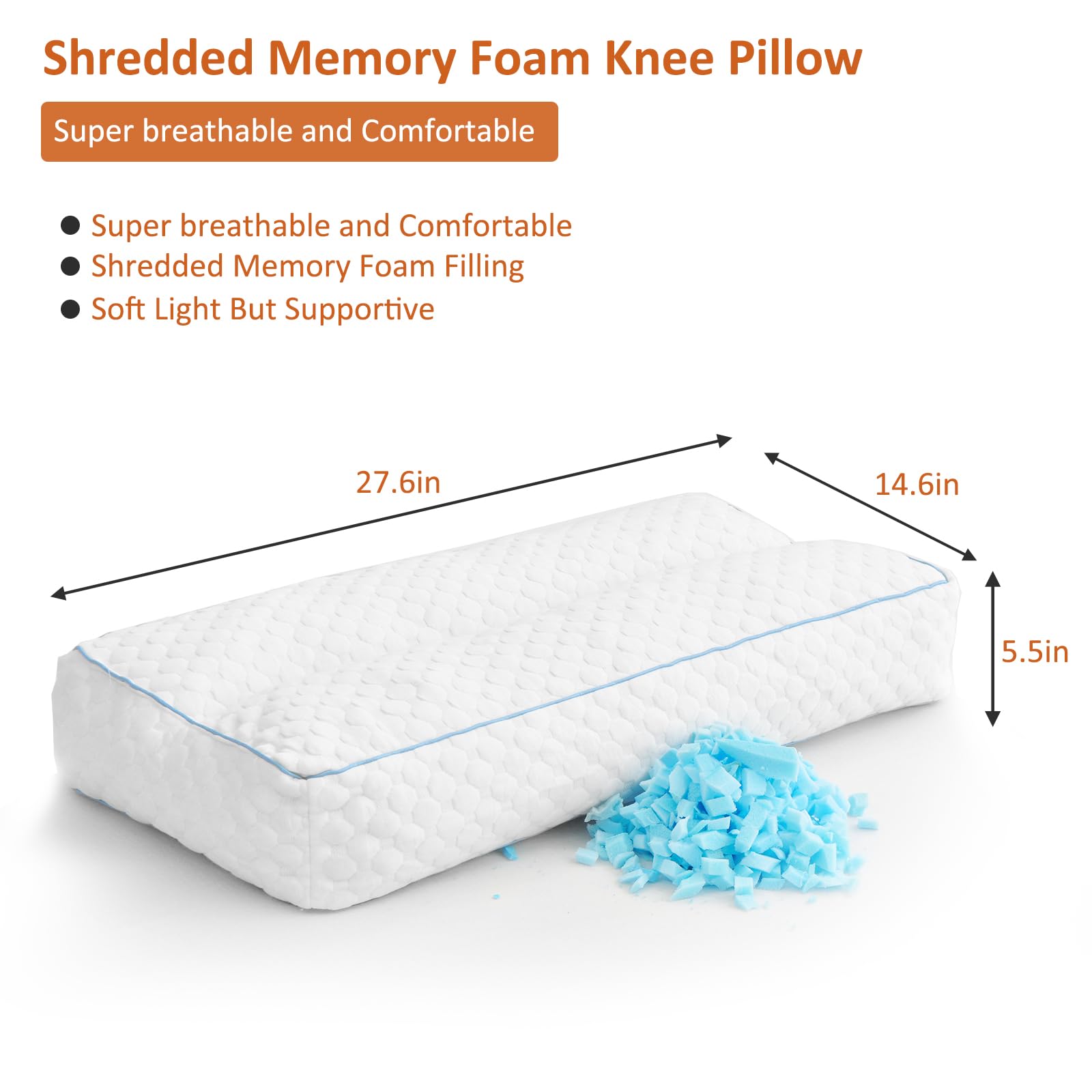 Gehannah Foam Knee Pillow for Side Sleeper, 5.5