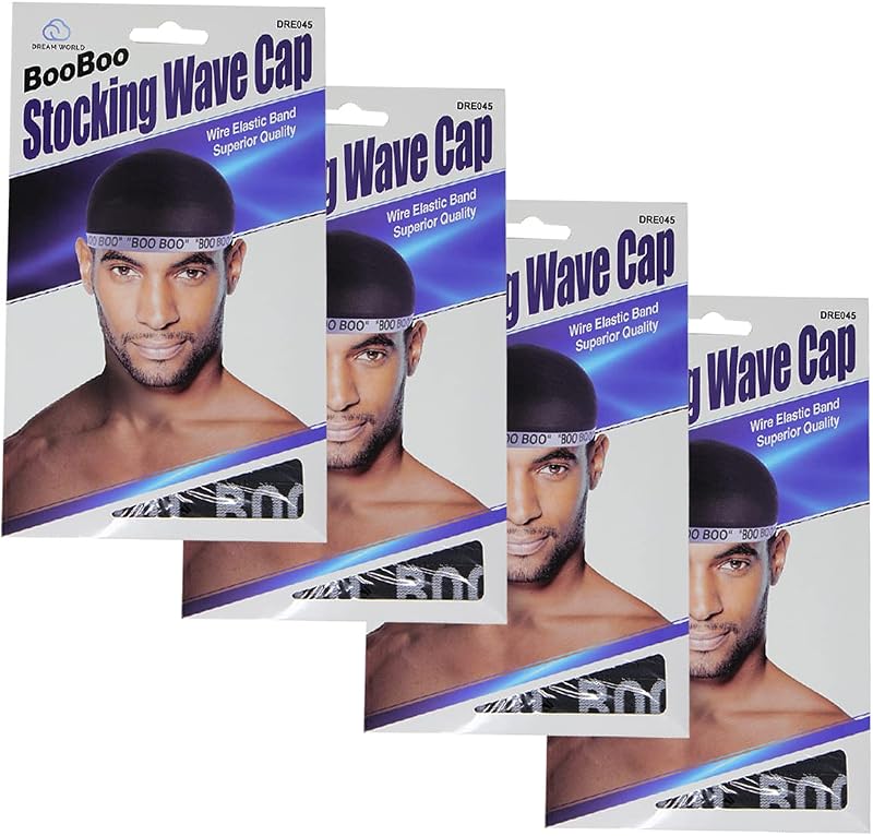 Dream World BooBoo Wave Cap com faixa elástica de arame, 4 unidades, Preto, Vermelho, Azul Royal e Azul-marinho