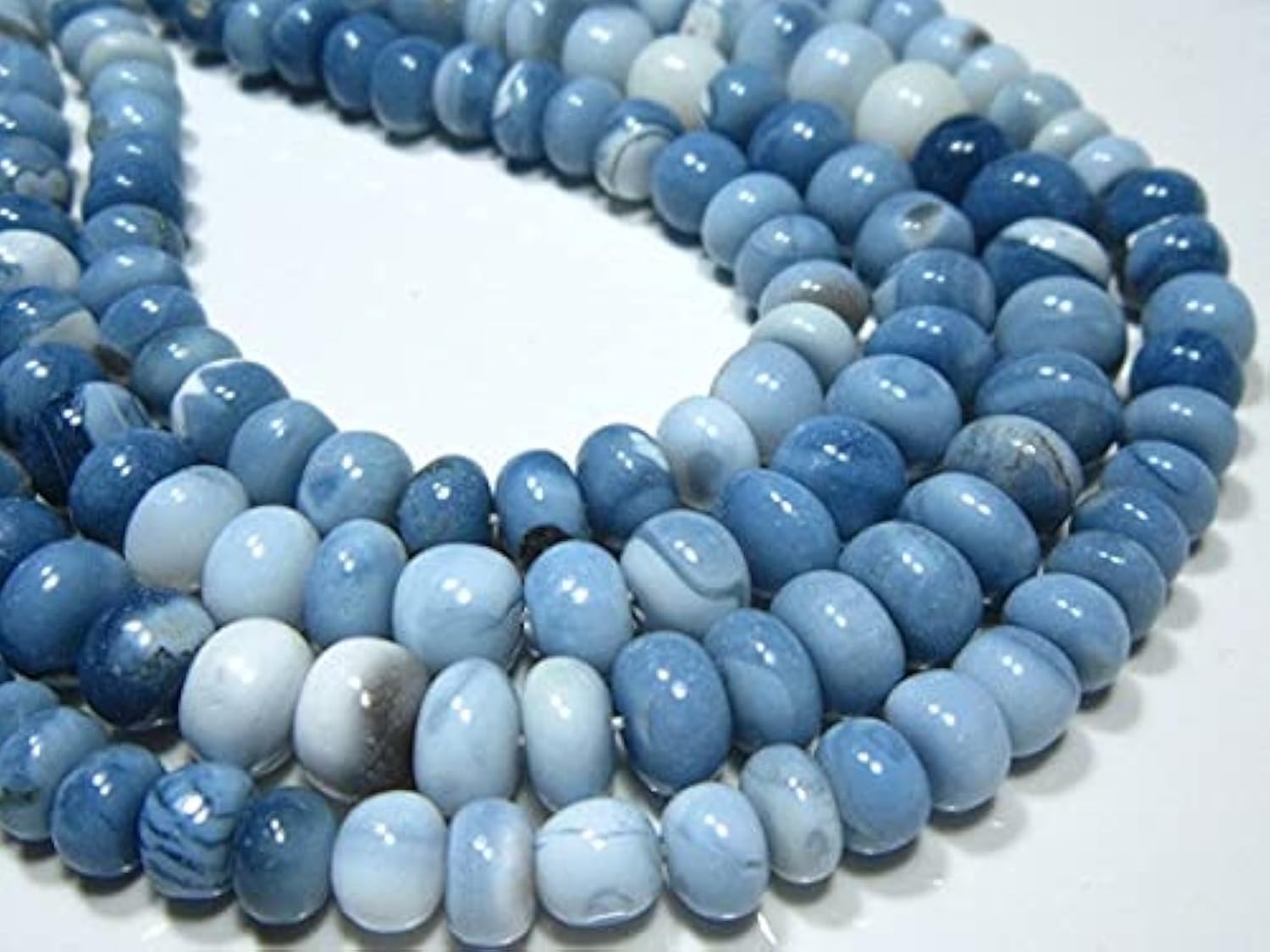 Opaline bleue AAA perles rondelles lisses haut de gamme pour création joaillerie