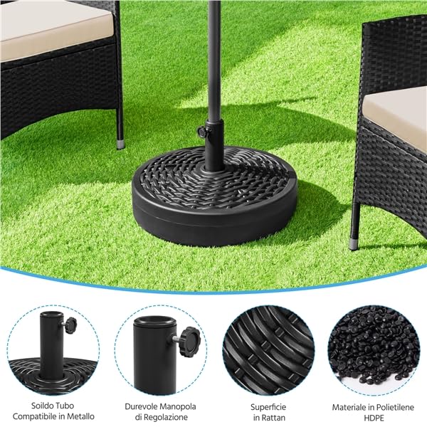 Yaheetech Base per Ombrellone da Giardino Riempibile 22L Ø38mm Ø48mm Nero