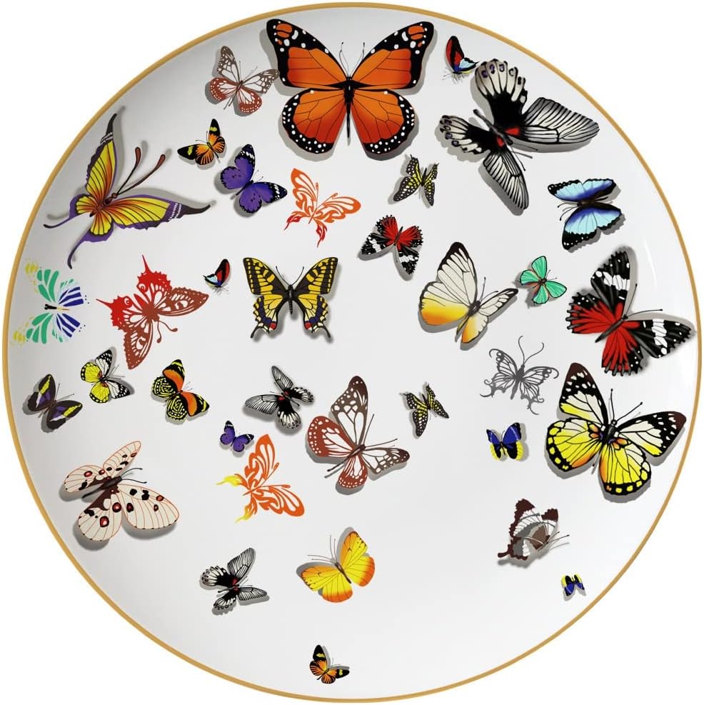 GXFEI Bone China Plate,Nordic Style Gold Rim Plate,6.5