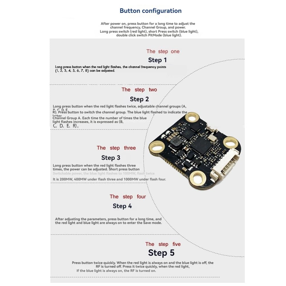 FPV 5.8G 1W VTX 48CH 1000mW Compatible con OSD 2-4S FPV Transmisor de Audio y Video para DIY RC FPV Drone