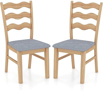 Giantex Wooden Dining Chairs Set Of 4, Modern Padded Kitchen Chairs W/Curved Backrest & Rubber - View #2