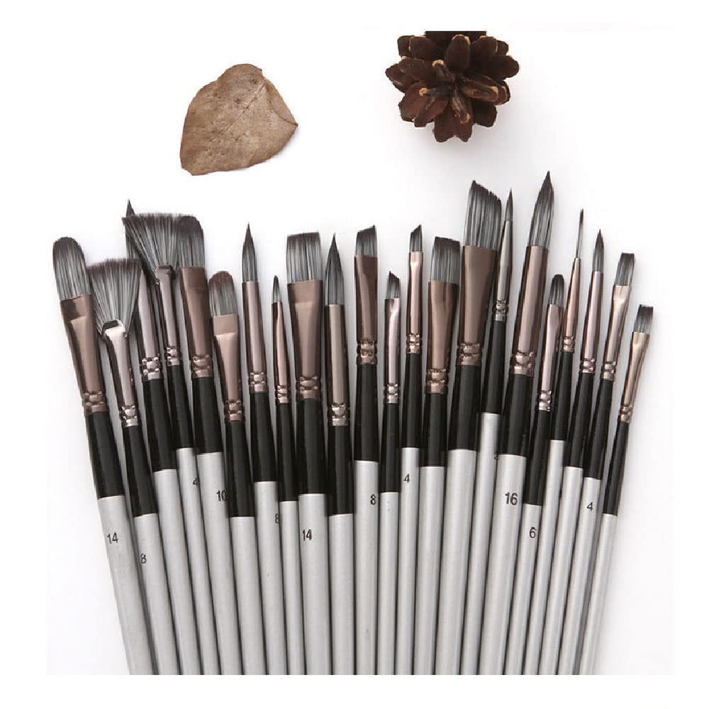 24 unids/Set Pelo de Nailon Mango de Madera Pincel de Acuarela Pluma limpiaparabrisas Pincel de Arte de Pintura acrílica