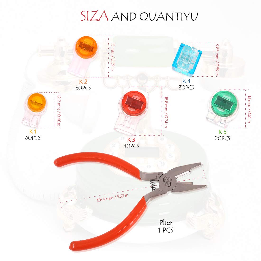 Hilitchi 200 Pcs Telephone Wire Connector Wire Butt Splice