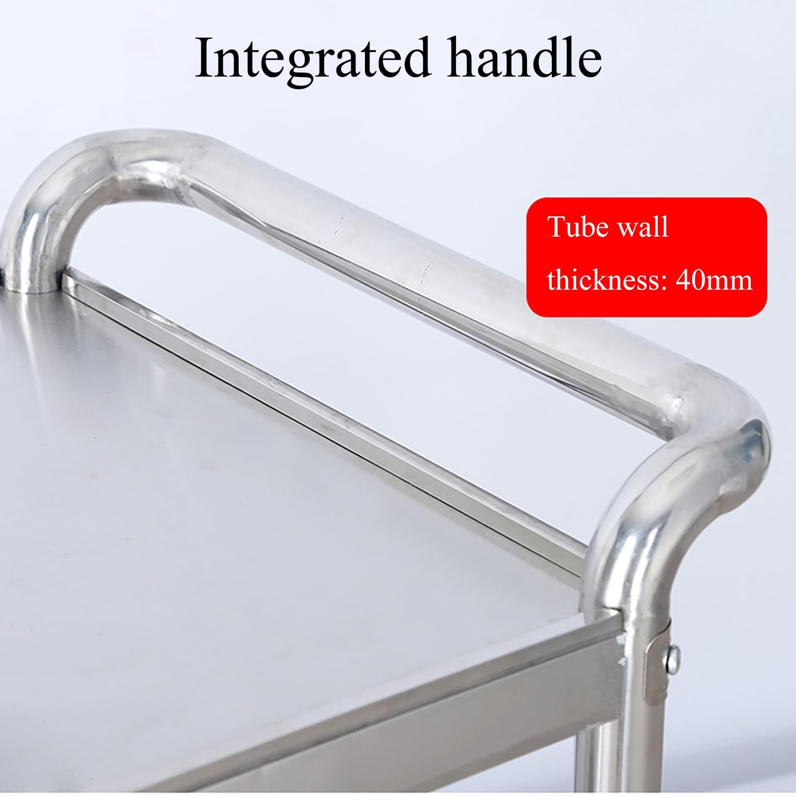 Carro utilitario de Grado Comercial de Alta Resistencia de 3 Niveles, Carro de Mesa de Trabajo de Acero Inoxidable con Ruedas, Mesa de Cocina Comercial de Metal, para Laboratorio, clínica, Cocina