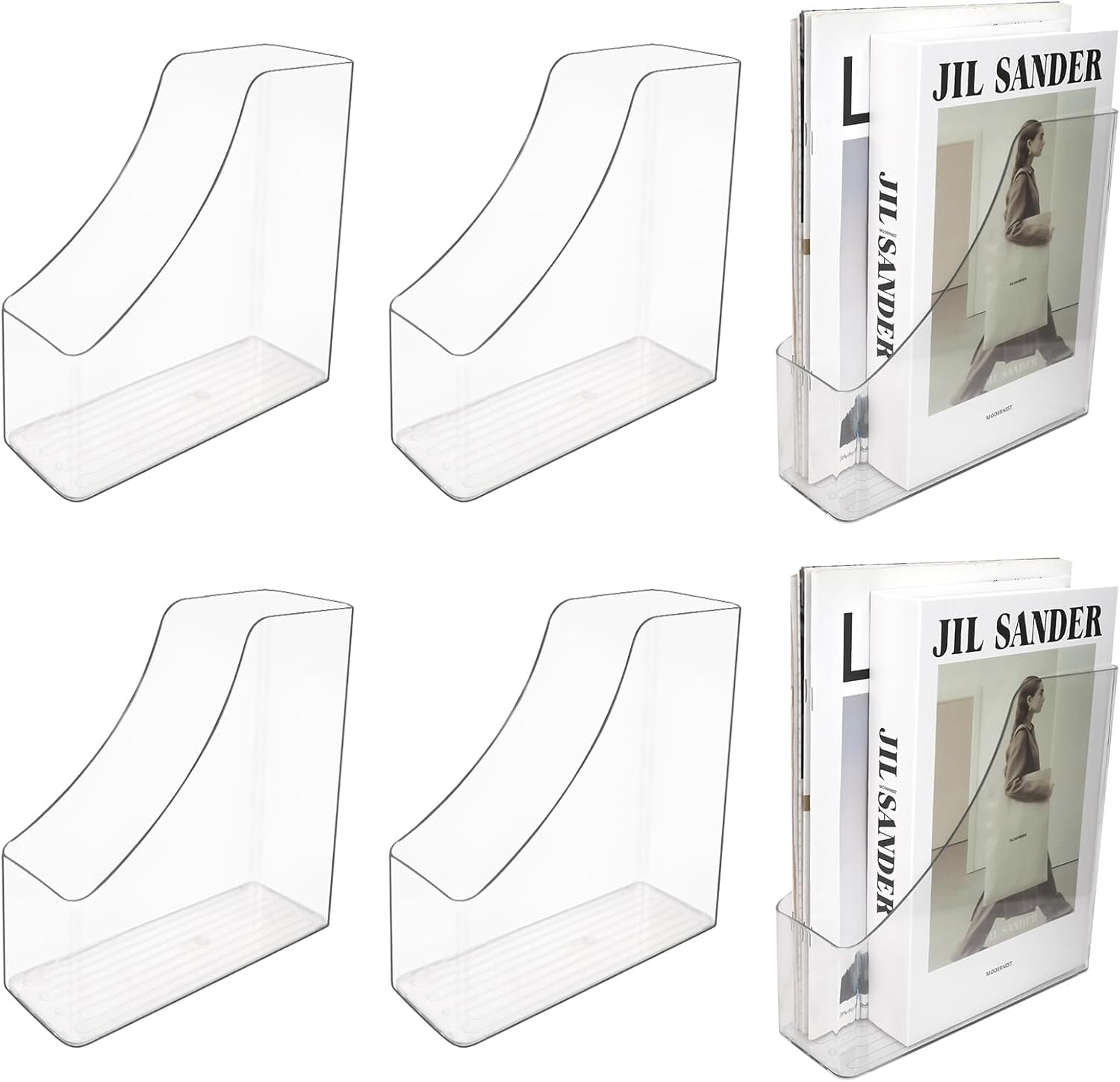 Confezione da 6 portariviste in acrilico, cartella verticale per libri, documenti, cartelle, buste, home Office