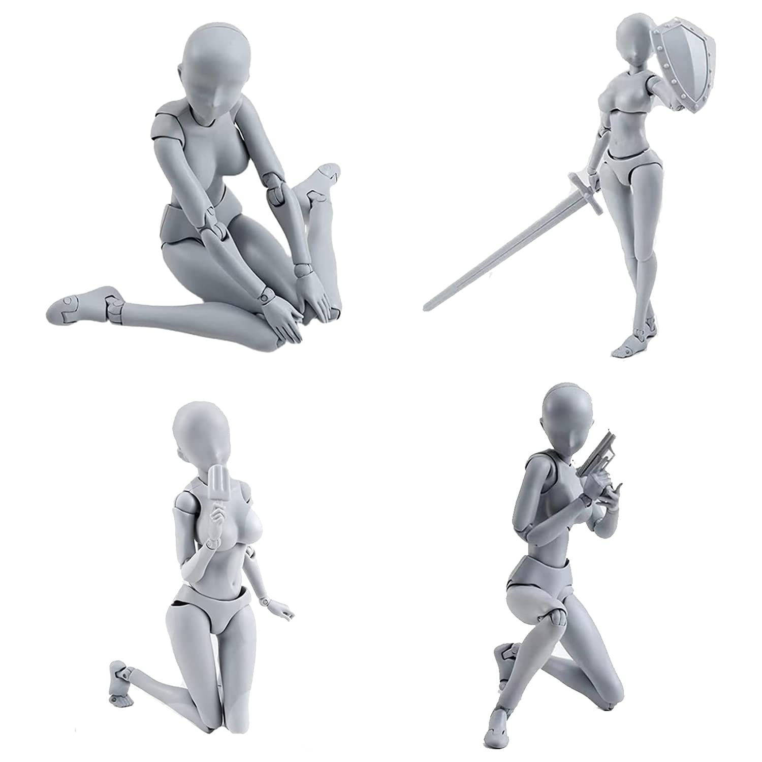 Modello in PVC con figure da disegno a scatola per artisti (femmina+maschio, grigio)