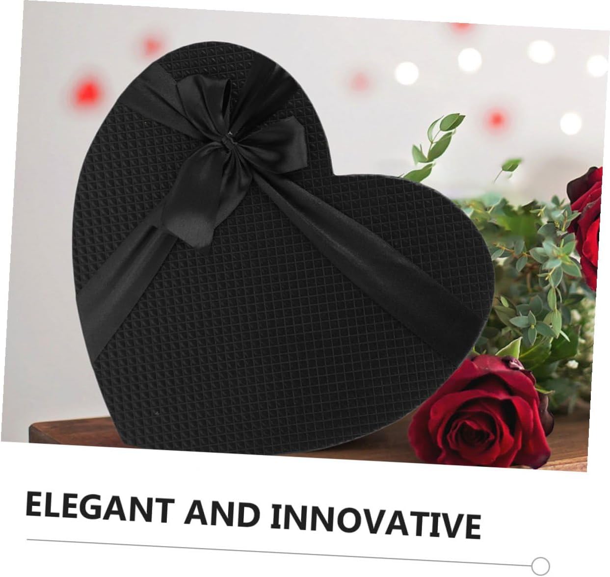 Ciieeo 2pcs Heart Shaped Decorative Boxes Large Black Cardboard Boxes with Lid for Valentine's Day Flowers Chocolates Candy Packaging