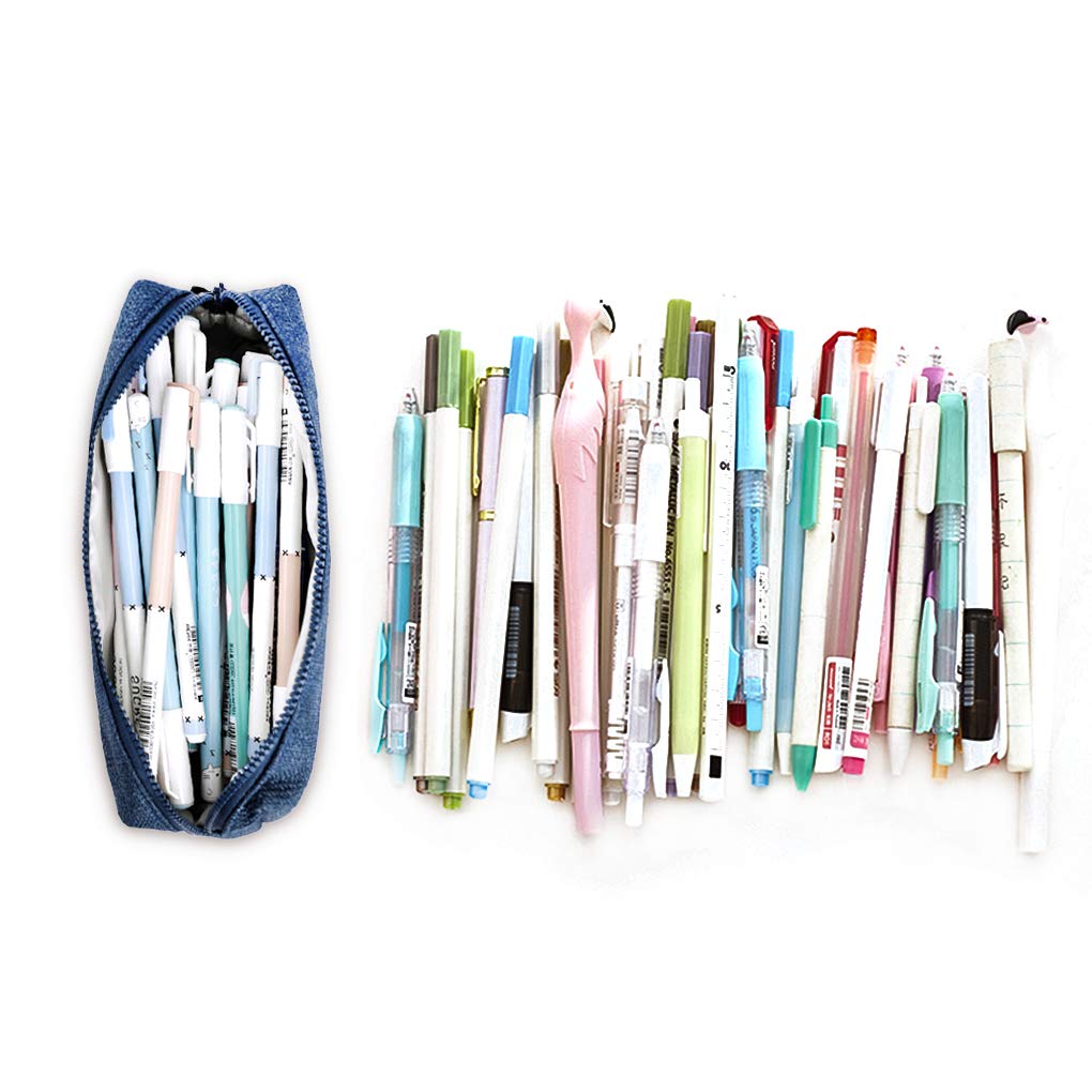 Rolin Roly Astuccio Espandibile In Nylon Verde - Grande Capacità, Portapenne Con Cerniera, Organizer Da Donna Per Scuola, Trucco E Ufficio - 3