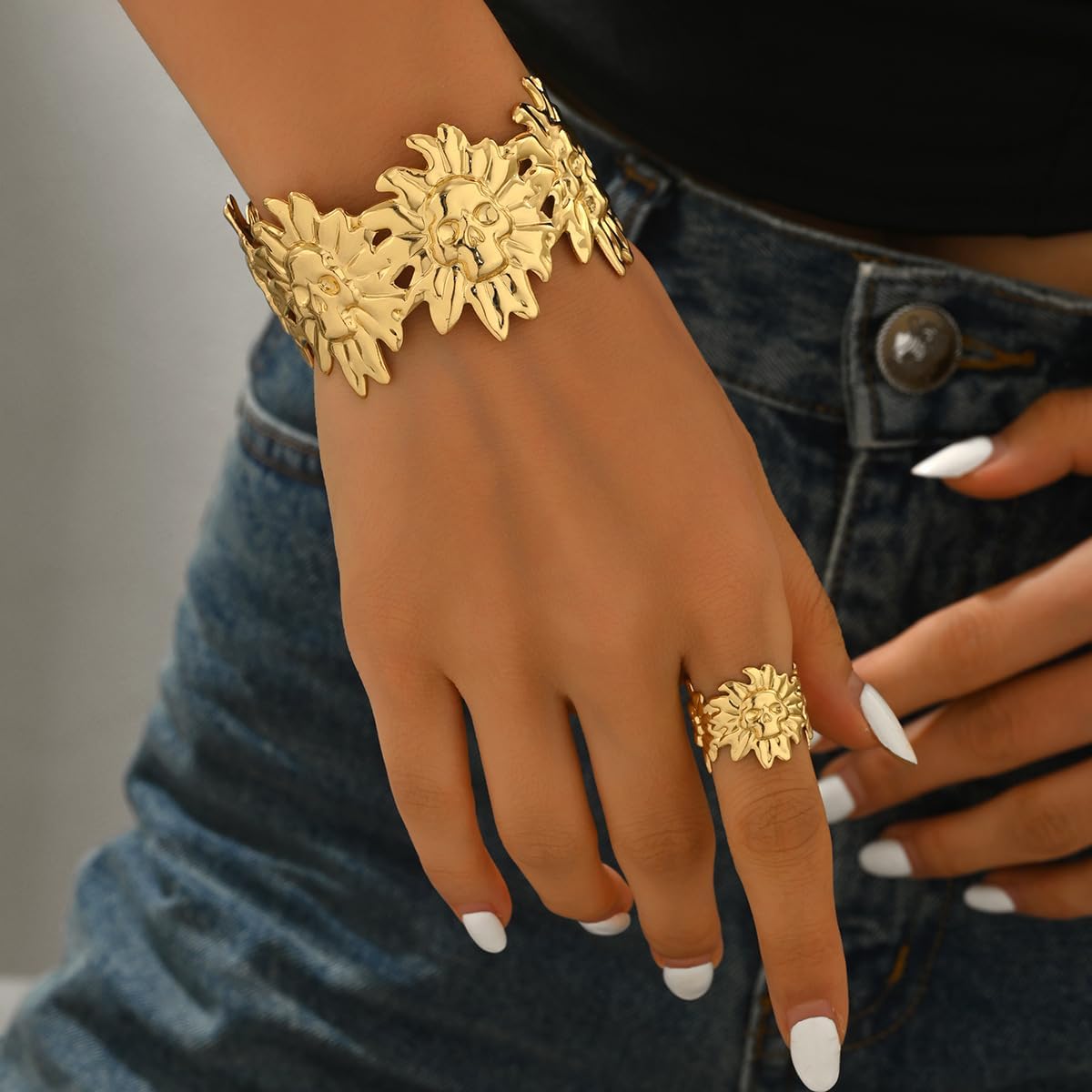 Chunky Gold Bangle Bracelets for Women Adjustable Cuff Bangle Bracelet